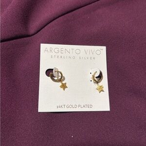 Argento Vivo Gold Star Hoop Earrings